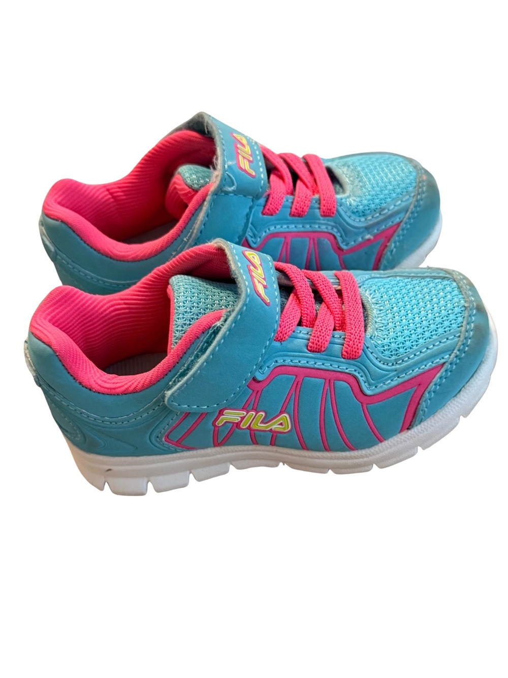 FILA Girls Turquoise & Pink Athletic Sneakers Toddler Size 7